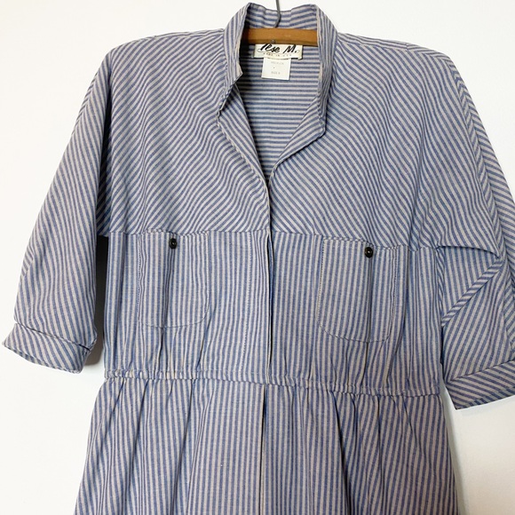 Vintage Ilse M 70s Midi Flared Striped Dress Size 8 - Picture 4 of 8